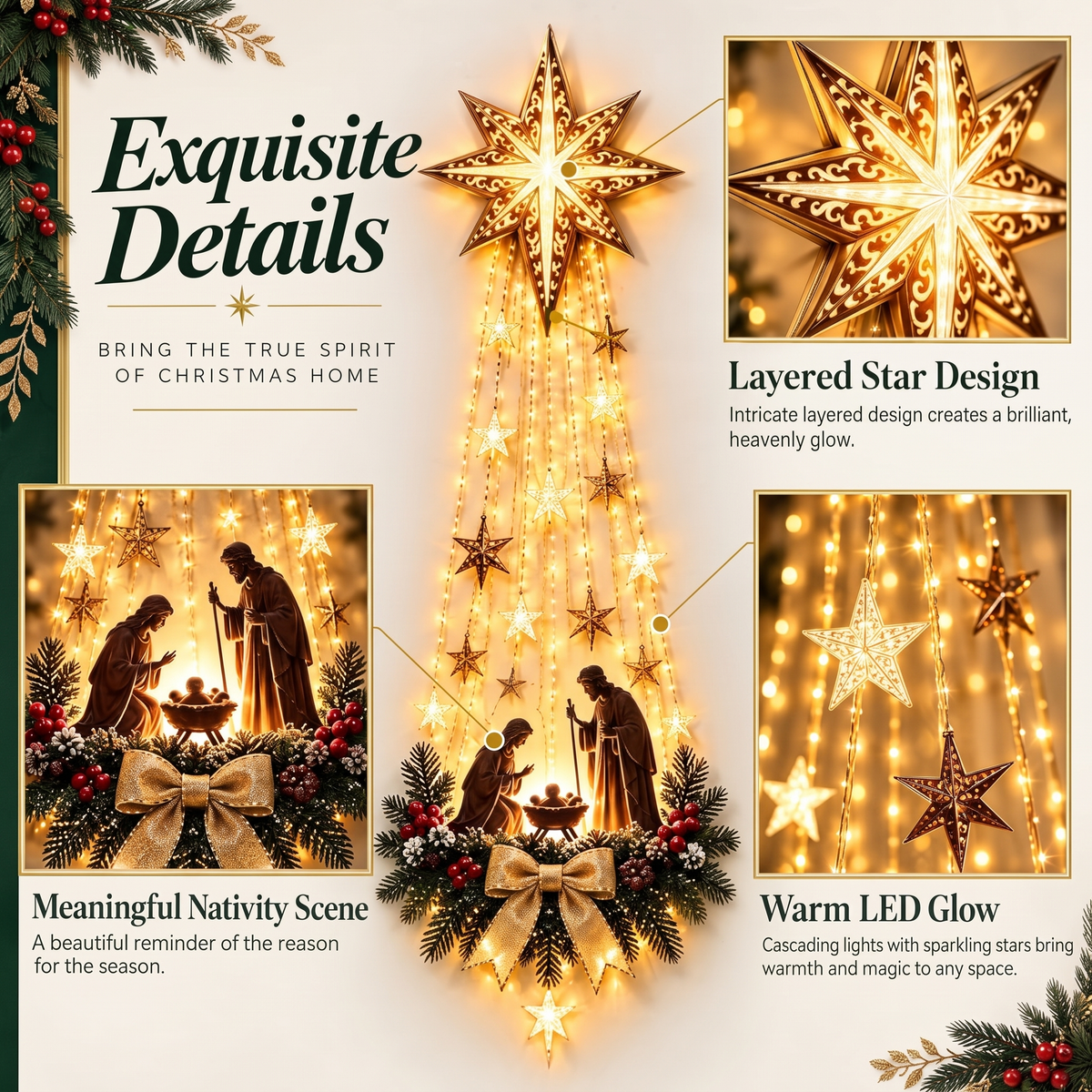 Grace & Glory™ Light-Up Nativity Wall Decor